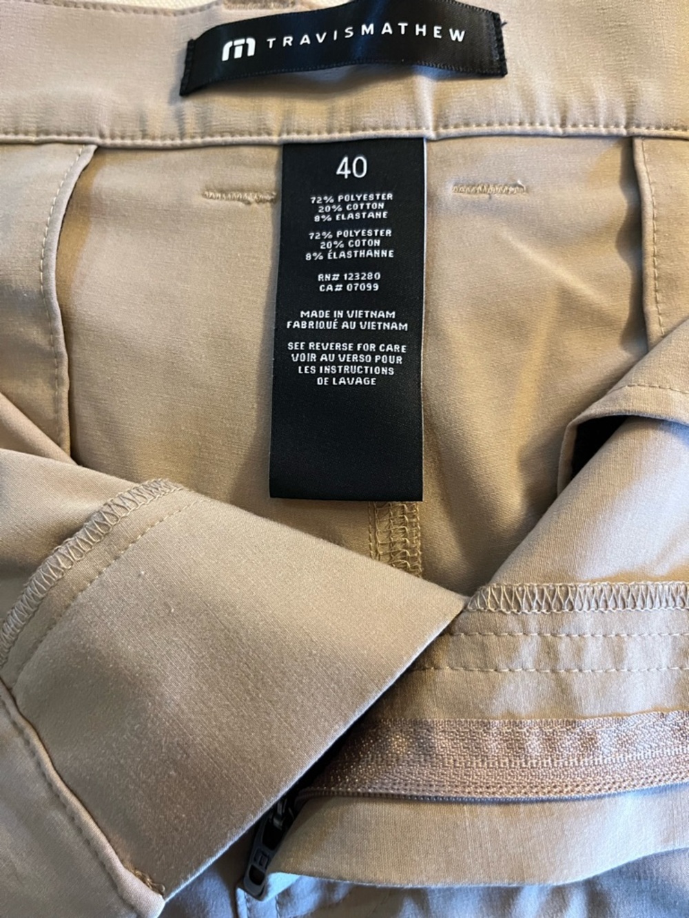 TravisMathew Khaki Golf/Performance Shorts - Light Tan 40”waist, 20” length